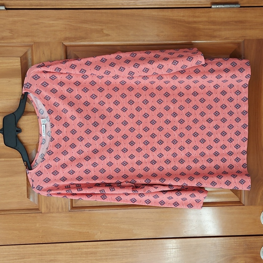 Croft & Barrow Coral Pink 3/4 Sleeve Stretchy Boho Y2K Design Top, Size XXL
